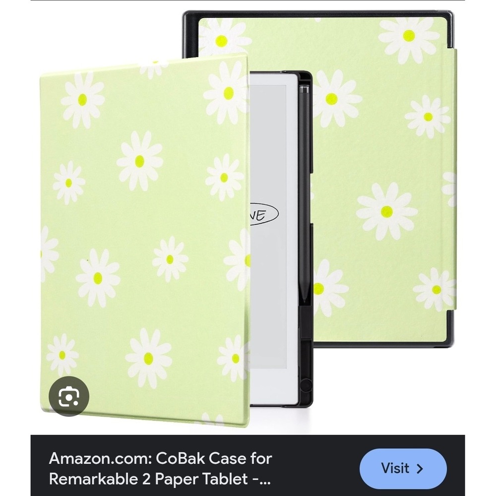 CoBak Case for Remarkable 2 Paper Tablet Cover‎ with Pen Holder Daisy Green